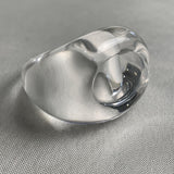 Boho designer clear quartz ring carved from solid crystal