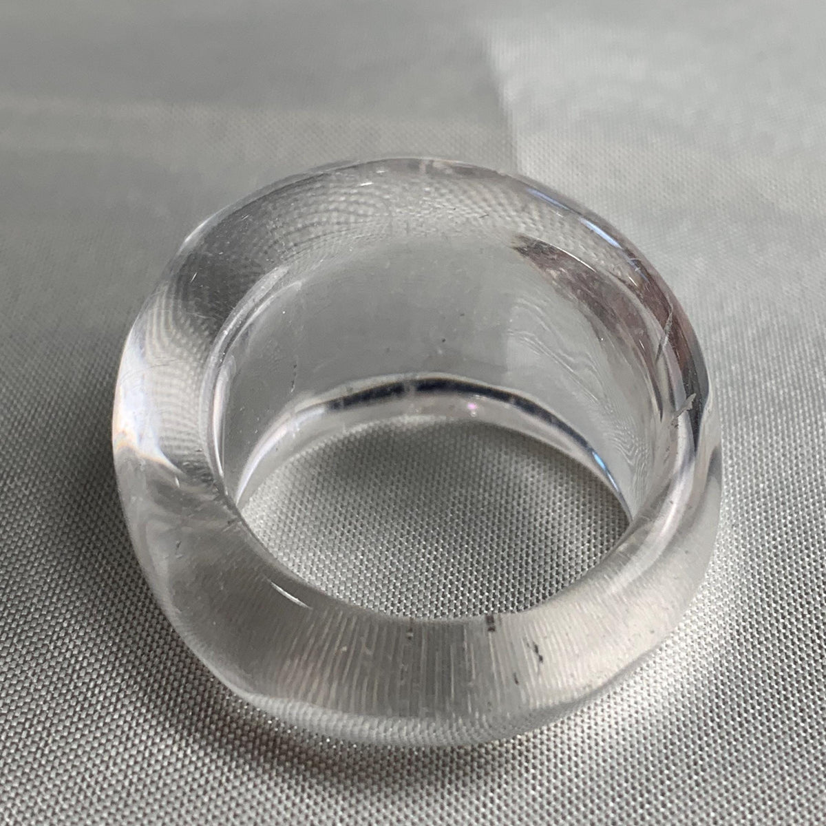 Sculptural clear quartz gemstone ring with wide band