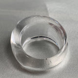 Sculptural clear quartz gemstone ring with wide band