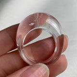 Boho designer clear quartz statement ring with soft curves