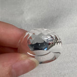 Bold clear quartz ring carved from a single crystal stone