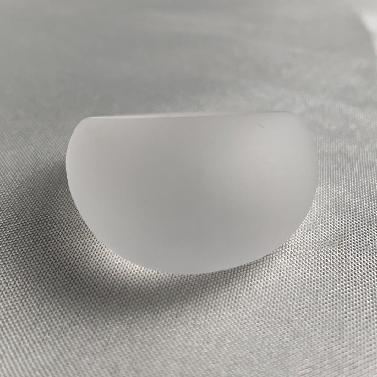 Frosted clear quartz dome ring with soft sculptural finish
