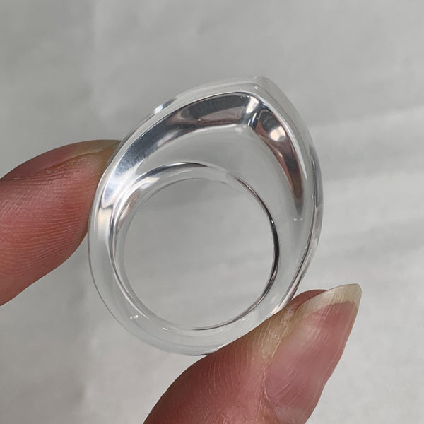 Boho designer clear quartz ring with curved point face