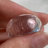 Silver rutilated quartz dome statement ring hand carved from stone