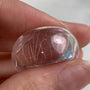 Silver rutilated quartz dome statement ring hand carved from stone