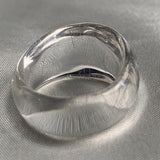Sculptural silver rutile quartz ring with wide band design