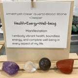 Selection of natural raw and polished gemstones used for spiritual reiki healing and meditation