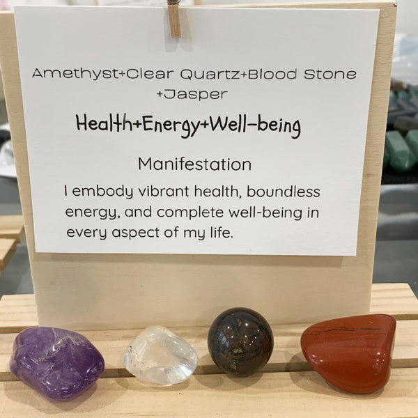 Selection of natural raw and polished gemstones used for spiritual reiki healing and meditation
