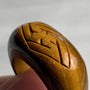 Engraved tiger eye statement ring with thick solid stone band