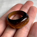Chunky tiger eye cocktail ring with golden brown chatoyancy
