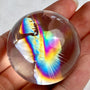 High clarity rainbow quartz sphere with colorful natural rainbow inclusions