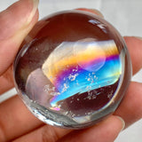 Rare rainbow quartz sphere with exceptional rainbow inclusions and clarity