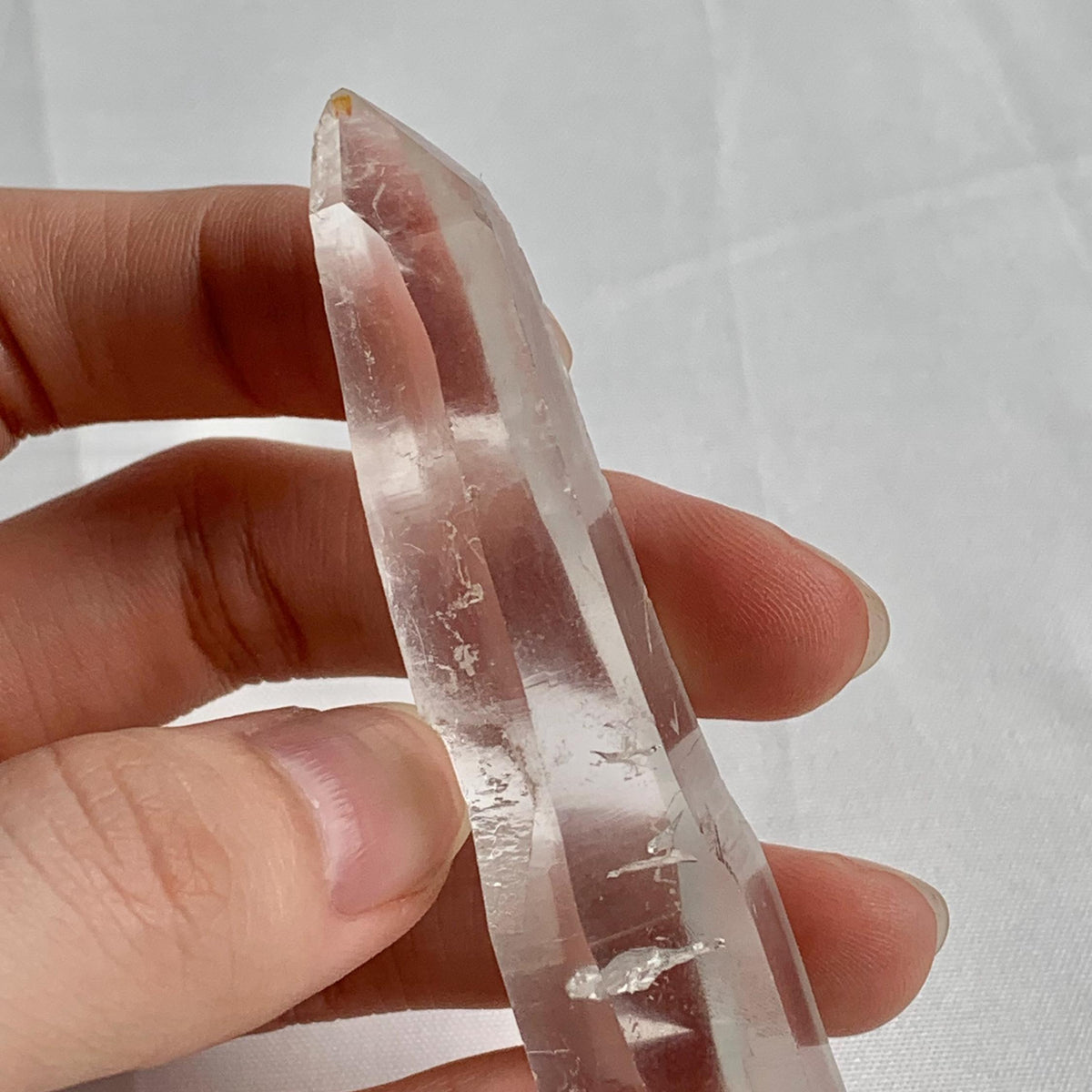 Natural Lemurian quartz specimen displaying excellent transparency and clarity