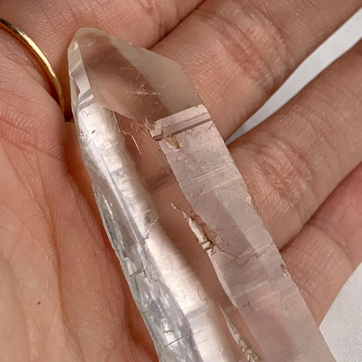 High clarity Lemurian Quartz crystal with natural Isis face formation
