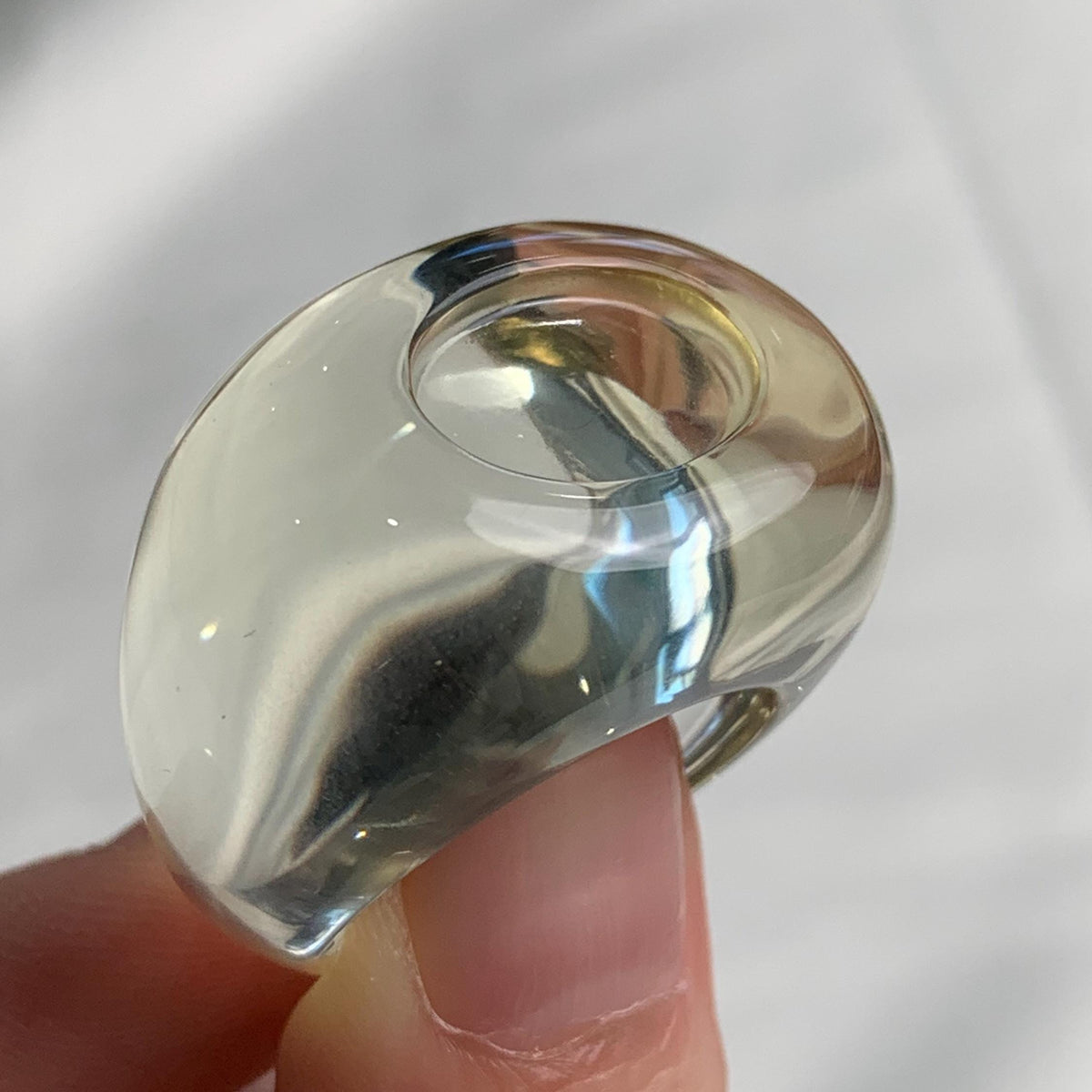Handmade solid stone yellow quartz ring with bold architectural design
