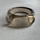 Flawless clear smoky quartz cocktail ring with elongated table face
