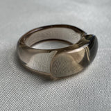 Transparent smoky quartz ring with modern sculptural styling
