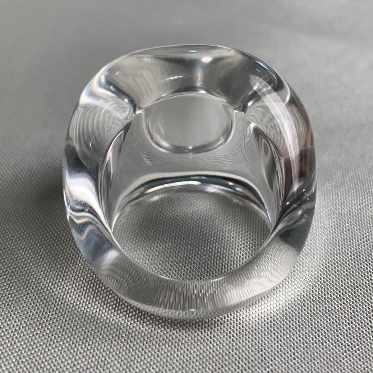 Handmade clear quartz ring featuring elongated oval face
