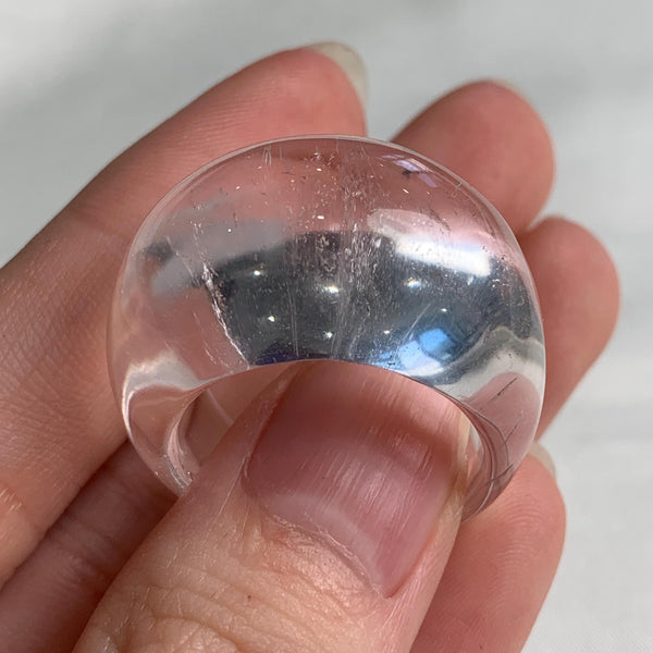 One of a kind clear quartz dome ring for everyday wear