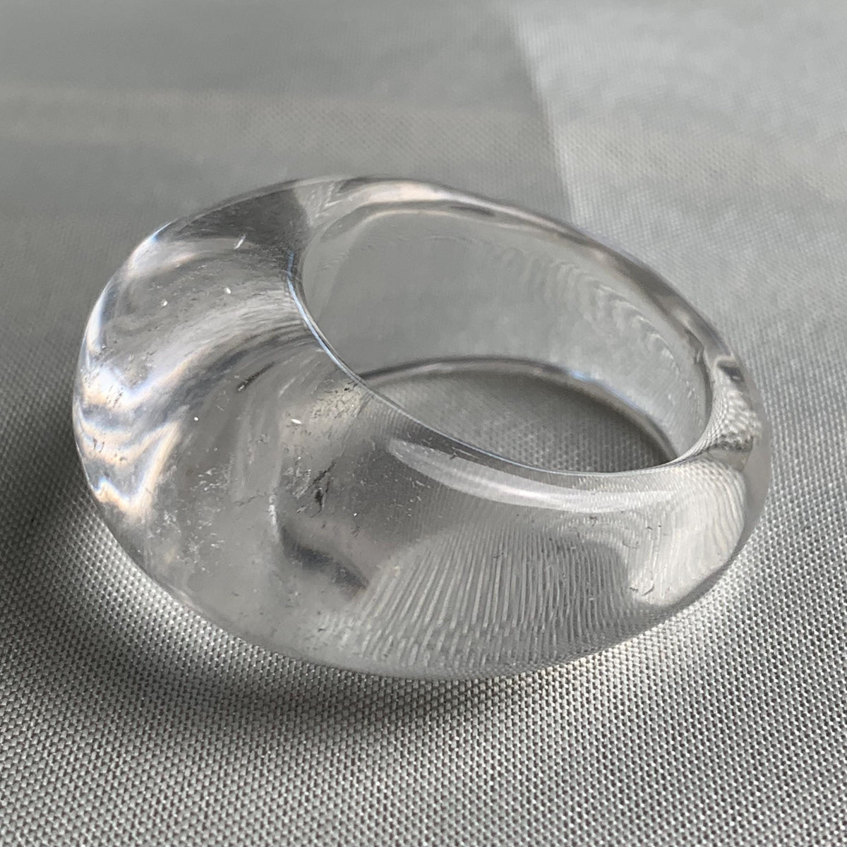 Minimalist clear quartz statement ring with polished finish