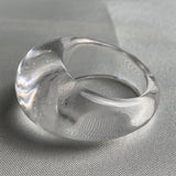 Minimalist clear quartz statement ring with polished finish
