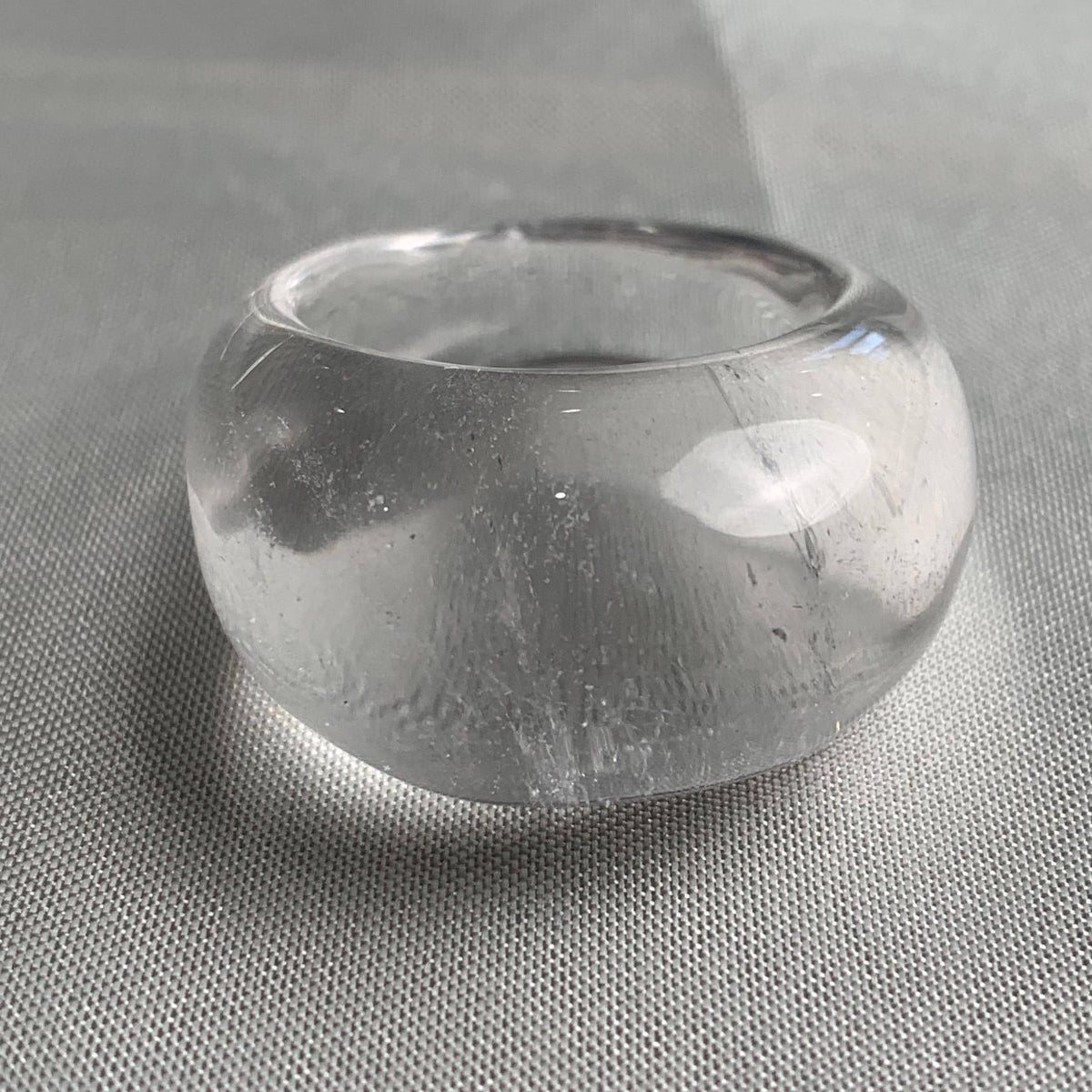 Smooth dome shaped clear quartz cocktail ring