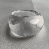 Smooth dome shaped clear quartz cocktail ring