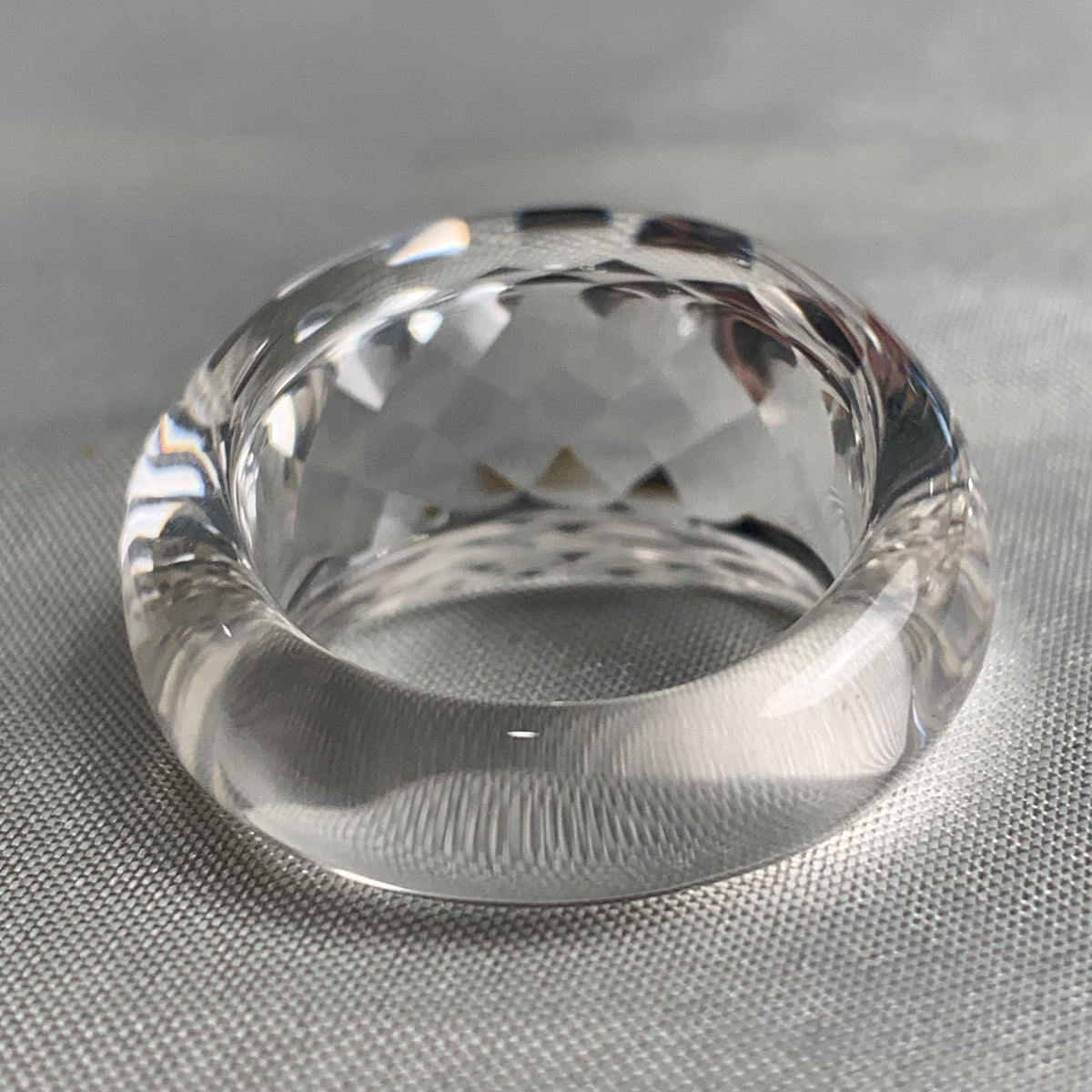 One of a kind clear quartz gemstone ring with sparkling facets