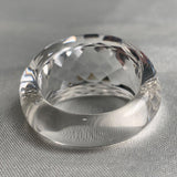 One of a kind clear quartz gemstone ring with sparkling facets