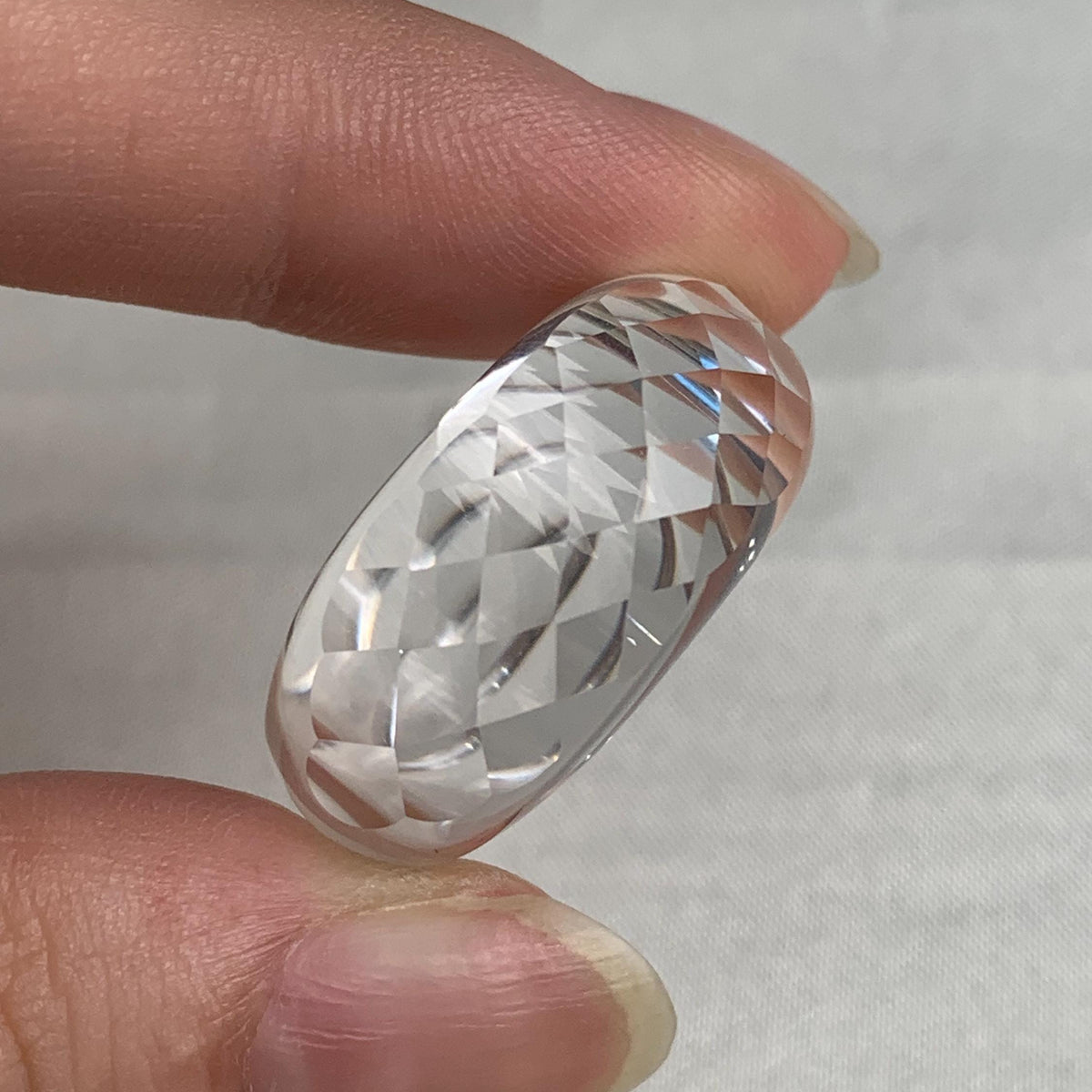 Handcrafted clear quartz ring from single crystal stone