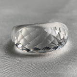 Clear quartz faceted statement ring hand carved from solid stone