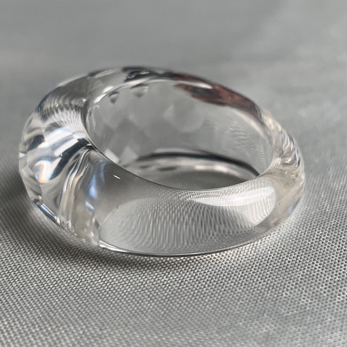 Luxury handcrafted clear quartz statement ring with no inclusions