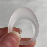 Handmade frosted clear quartz ring with wide dome shape