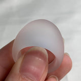 Elegant frosted clear quartz statement ring with calm aesthetic