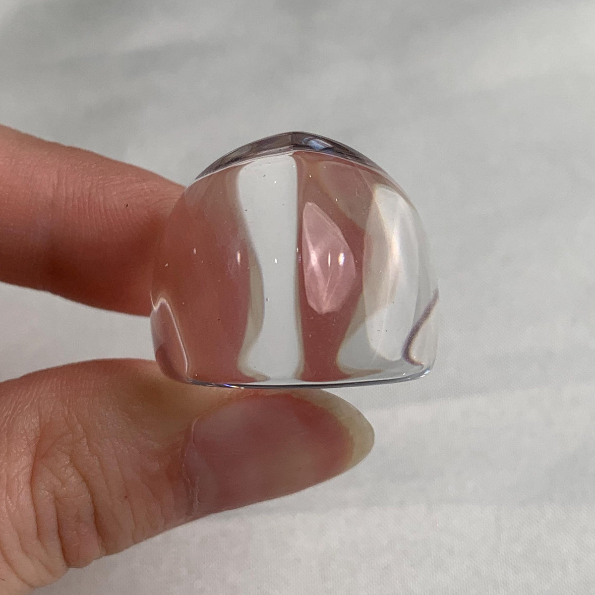 Elegant transparent quartz ring with bold geometric shape