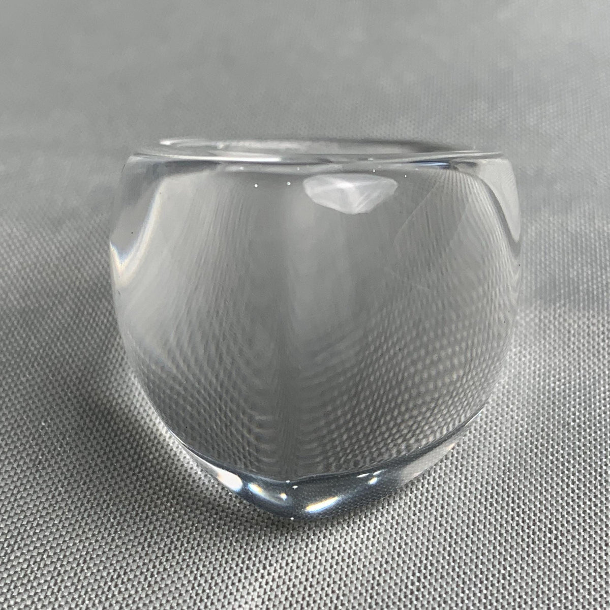 Oversized clear quartz ring carved from a single crystal stone
