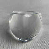 Oversized clear quartz ring carved from a single crystal stone