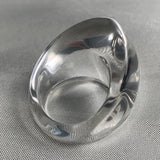 Handmade clear quartz ring with curved architectural design