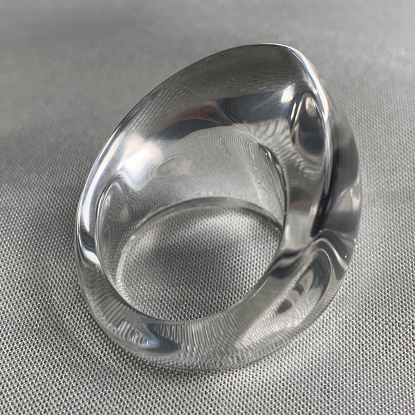 Handmade clear quartz ring with curved architectural design