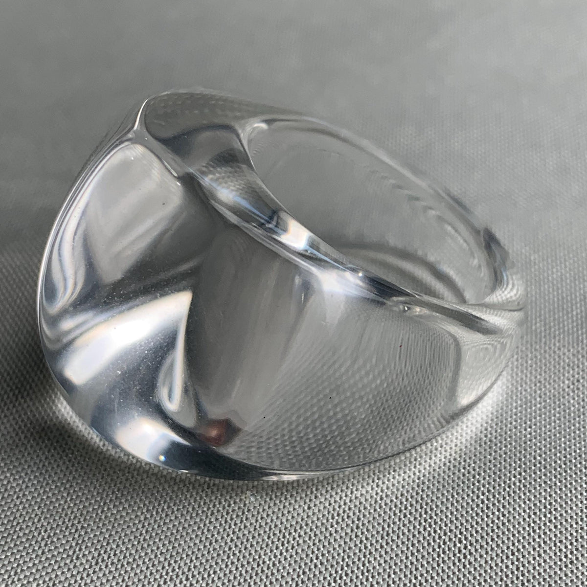 Sculptural clear quartz statement ring with modern design edge