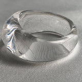 Large dome gemstone ring carved from silver rutilated quartz