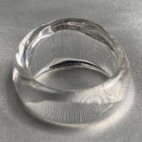 Silver rutilated quartz dome statement ring hand carved