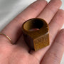 One of a kind tiger eye gemstone ring with engraved details