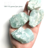 Close up of genuine raw aquamarine mineral specimen showing crystal formation, size 4
