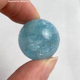 Deep blue aquamarine sphere 20mm displaying rich ocean color