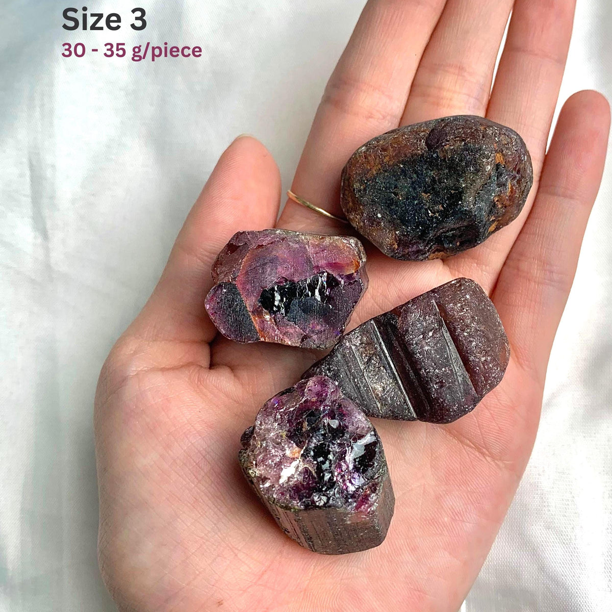 Raw rubellite mineral specimen, size 3