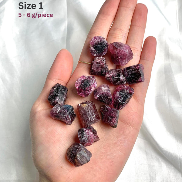 Raw rubellite mineral specimen, size 1