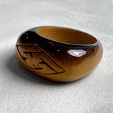 Boho designer tiger eye ring with sculptural architectural style