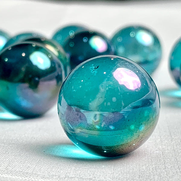 Aura quartz polished sphere