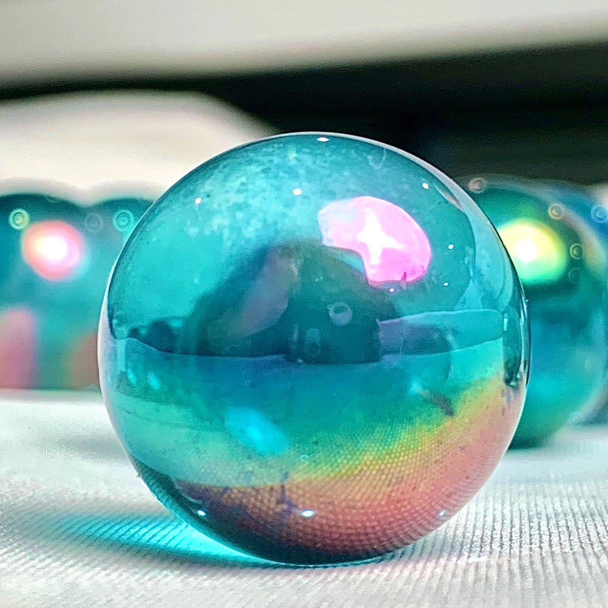 Aqua aura crystal display piece